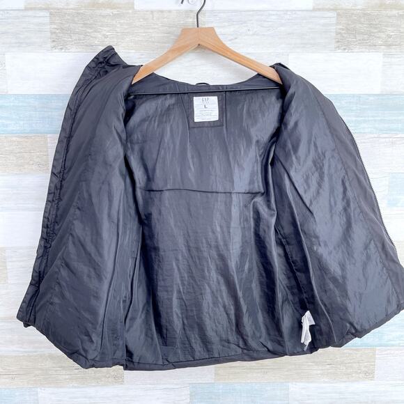 GAP Kids Wamest Puffer Jacket Black Full Zip Hooded Water Resistant Boys Large - Picture 3 of 6